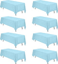 BRILLMAX 8 Pack Light Blue Tablecloths 70 x 120 Inch for 6ft or 8ft Rectangle Tables - Rectangular Bulk Linen Polyester Fabric Washable Cloth Cover for Wedding Reception Banquet Birthday Party