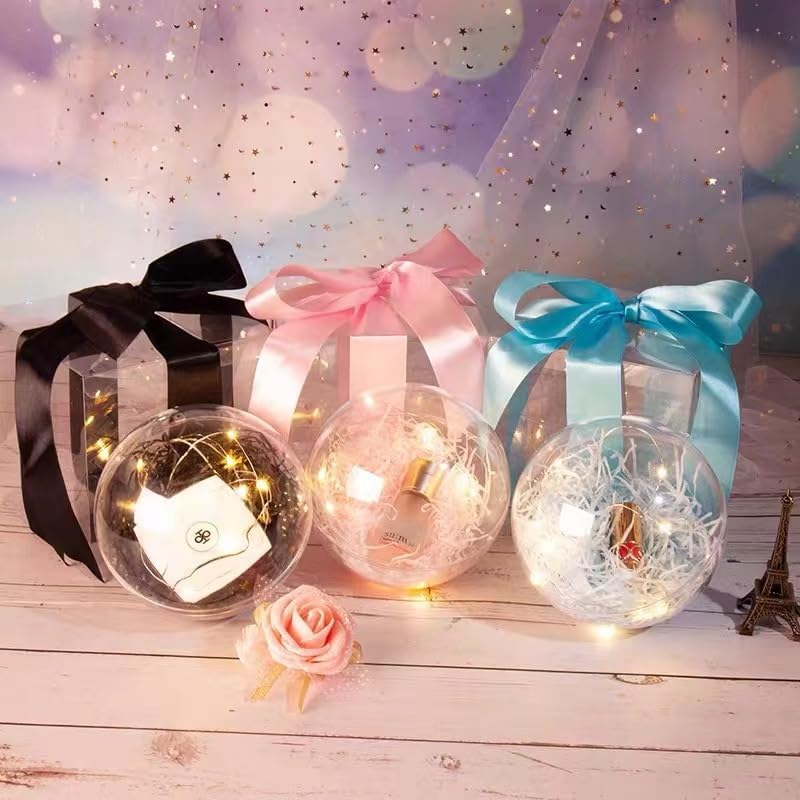 20 Clear Fillable Ornaments Balls- 80mm/3.15" Transparent Plastic Thickened Spherical Assembled Craft, for Christmas Tree Decor, and Festive Days Home Party(8cm)