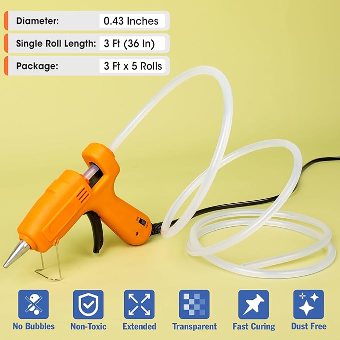 5 Rolls Hot Glue Sticks, Full Size 3 FT Long x 0.43" Diameter Glue Sticks for Glue Gun, Widely Used in Wood, Metal, Glass, Plastic, and More