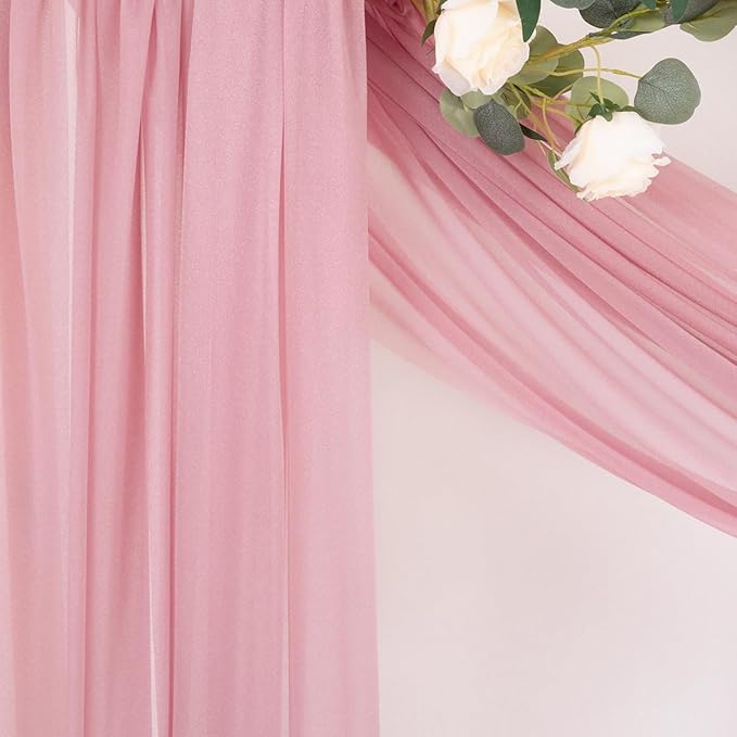MLMC Dusty Rose Wedding Arch Draping Fabric 1 Panel 29" x 20 FT Extra Long Gauze Drapes Sheer Backdrop Curtains 6.6 Yards Airy Outdoor Drapery Panels for Wedding Bridal Shower Ceiling Decoration