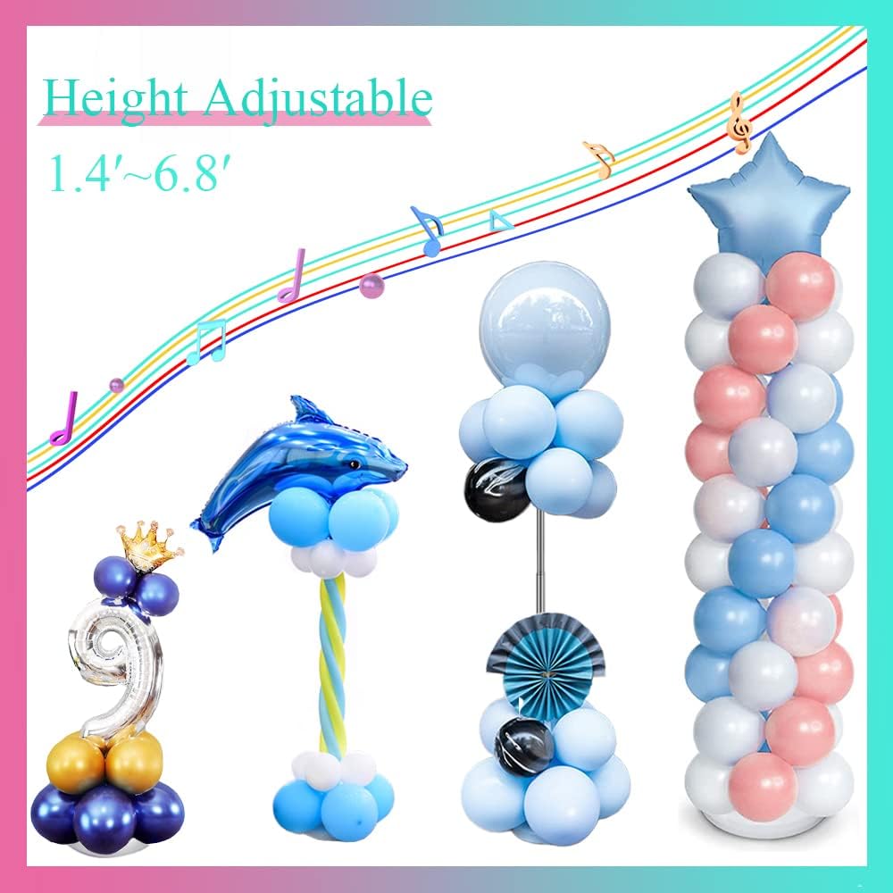 Decojoy 4 Set Balloon Stand Kit, 9 Feet Adjustable Balloon Arch for Floor, Ba...