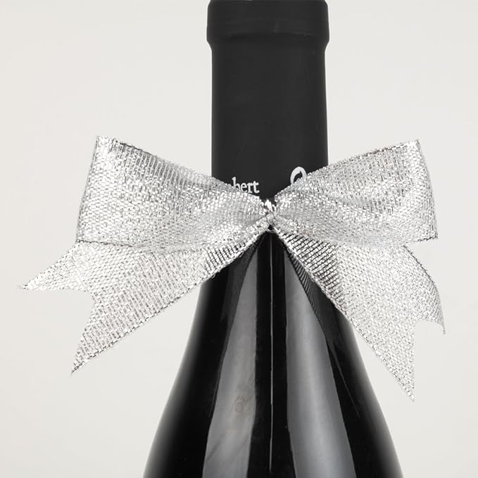 50pcs 3-1/2" Silver Twist Ties Metallic Silver Bows with Twist Tie Bows Fish Tail Cuttiog(Silver.)