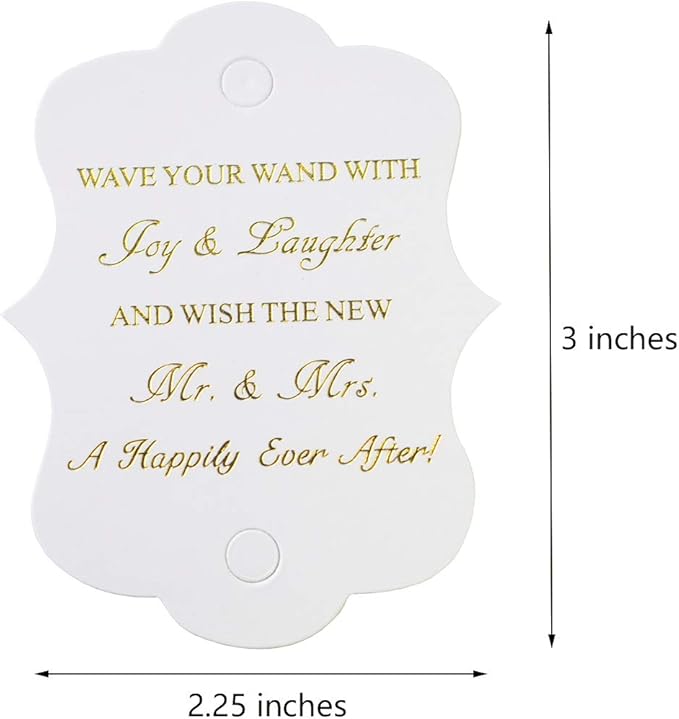 Kingsnow 100 Pack Wedding Ribbon Wand Favor Tags, Ribbon Wands Send Off Tag Exit Wand Tags for Wedding Wands
