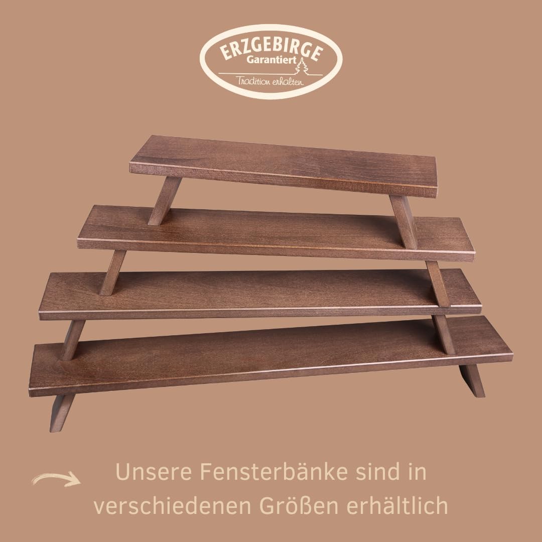 WEIGLA – Candle Arch Stand from the Ore Mountains | Brown | Erzgebirge Wooden Window Sill Riser | Decorative Beechwood Base for Christmas Candle Arches | Podium for Light Arch | 45 x 7.5 x 11 cm