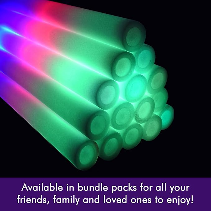 Pack of 100 Custom LED Party Foam Light Sticks Batons for Wedding, Parties, Birthdays, Guests, Party, DJ, Concerts, Festivals, Events, Promotions 3 Color Lighting Modes Batteries 16"