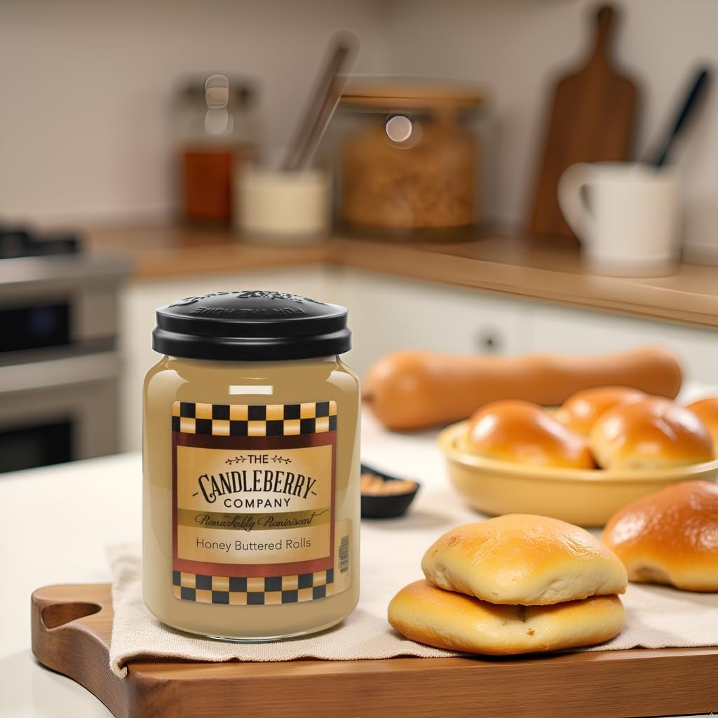 Candleberry Candles | Honey Buttered Rolls Candle | Best Candles on The Market | Hand Poured in The USA | Highly Scented & Long Lasting | Large Jar