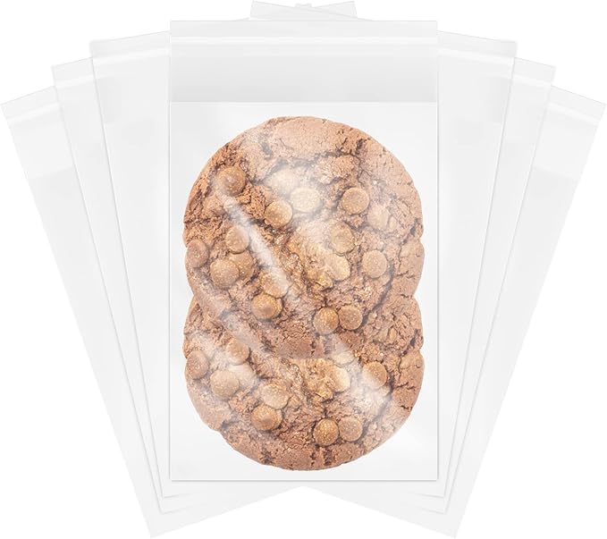 MoloTAR || 200 Pcs 5''x 7'' Clear Resealable Cello/Cellophane Good for Bakery,Adhesive Treat, Candle, Soap, Cookie Poly Bags