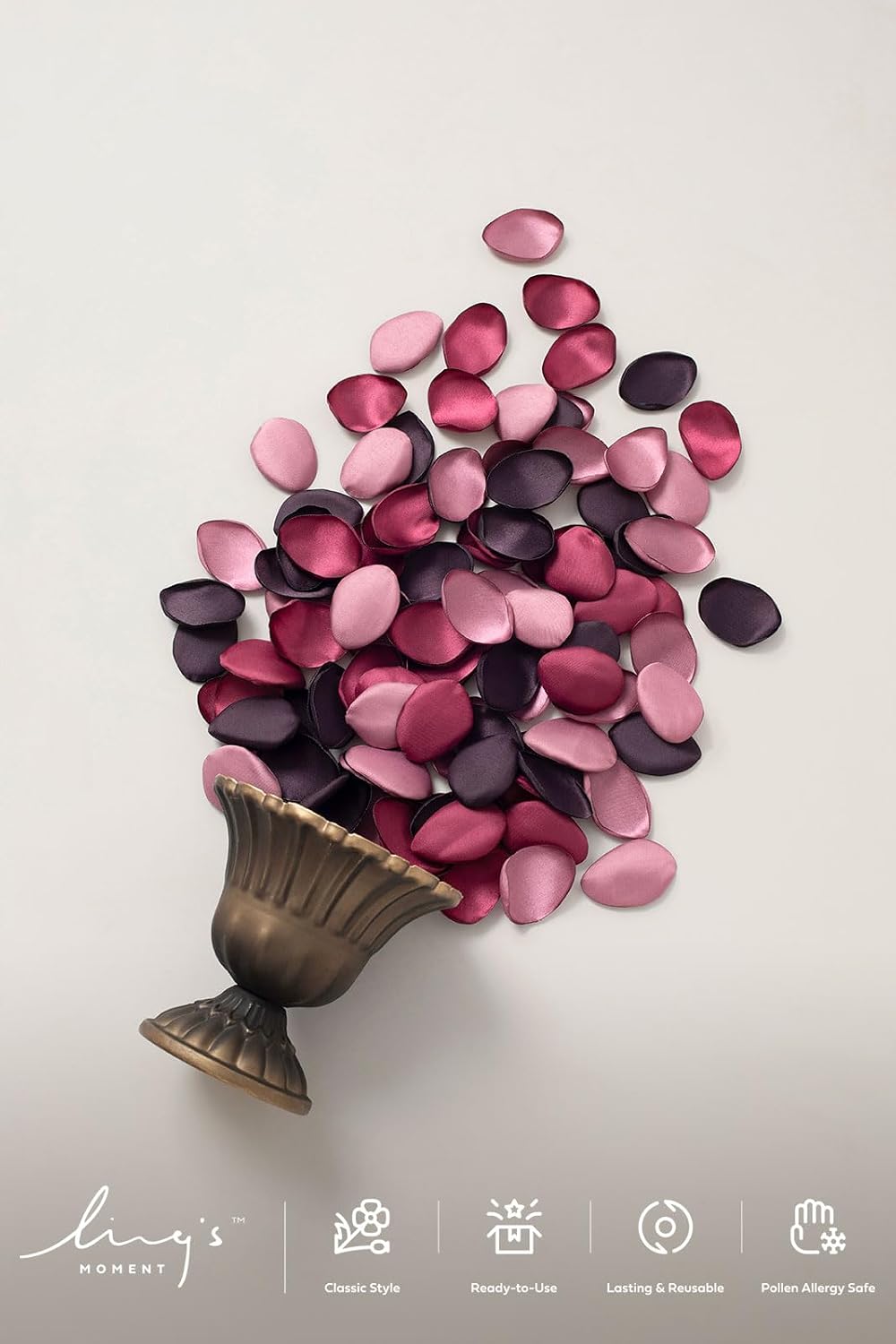 Ling's moment Wedding Artificial Flowers Package, Bridal Bouquet, Bridesmaid Bouquets, Boutonniere for Men, Rose Petals.Plum Lily Grape