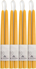 Bluecorn Beeswax Taper Candles, 100% Pure Natural Bees Wax, Pair of 12 Inch Yellow Tapered Candlesticks, Clean Burning & Dripless, Fragrance Free, Long Lasting, Home Decor, American Made, 8 Pack