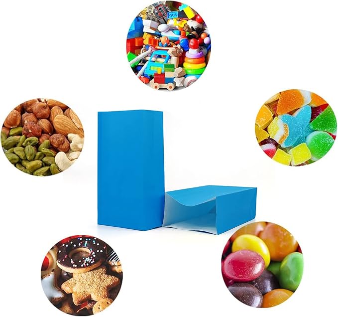 Oletx 30-Pack Dark Blue Party Favor Paper Bags, 9'' Wrapped Treat Bags for Birthday Party, Babyshower, School Activities