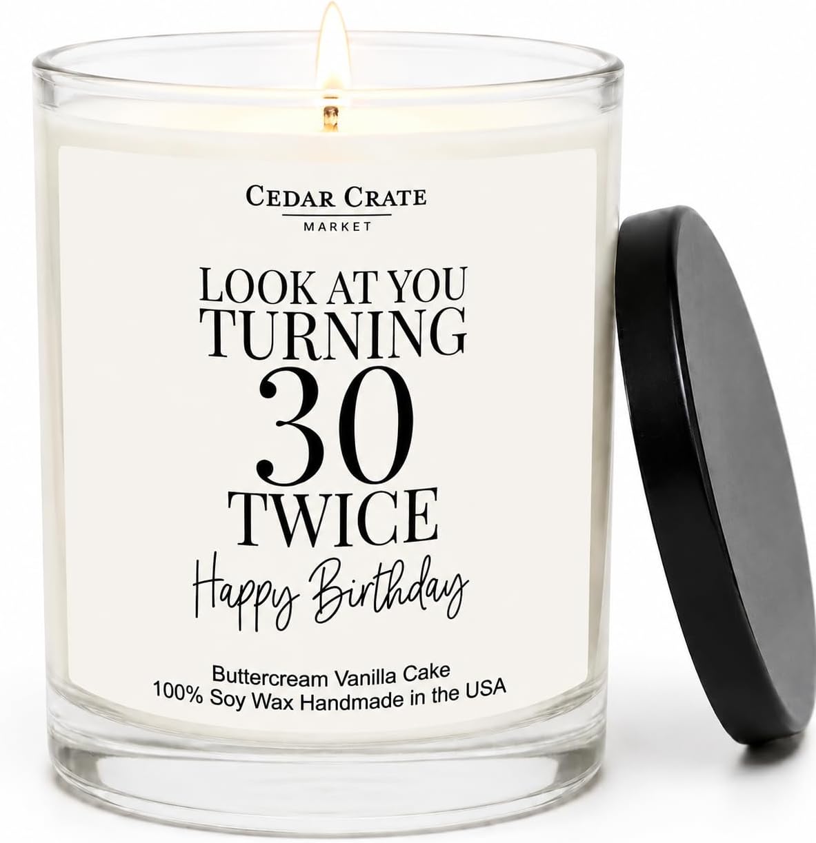 Crate Market 60th Birthday Gifts for Women – Buttercream Soy 60th Birthday Candle, 60+ Hour Burn, Funny Turning 60 Gift Ideas for Her Mom Wife Best Friend, Handmade USA