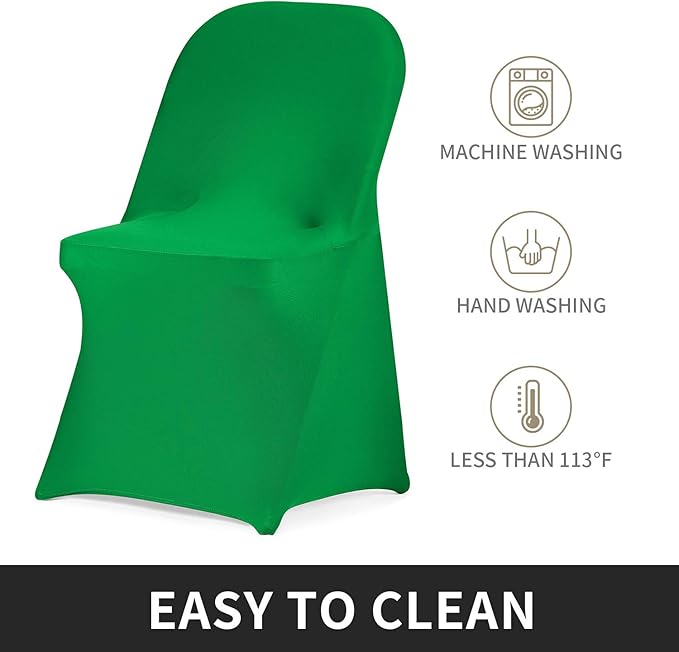 Peomeise Stretch Spandex Folding Chair Cover for Wedding Party Dining Banquet Event (Emerald,25pcs)
