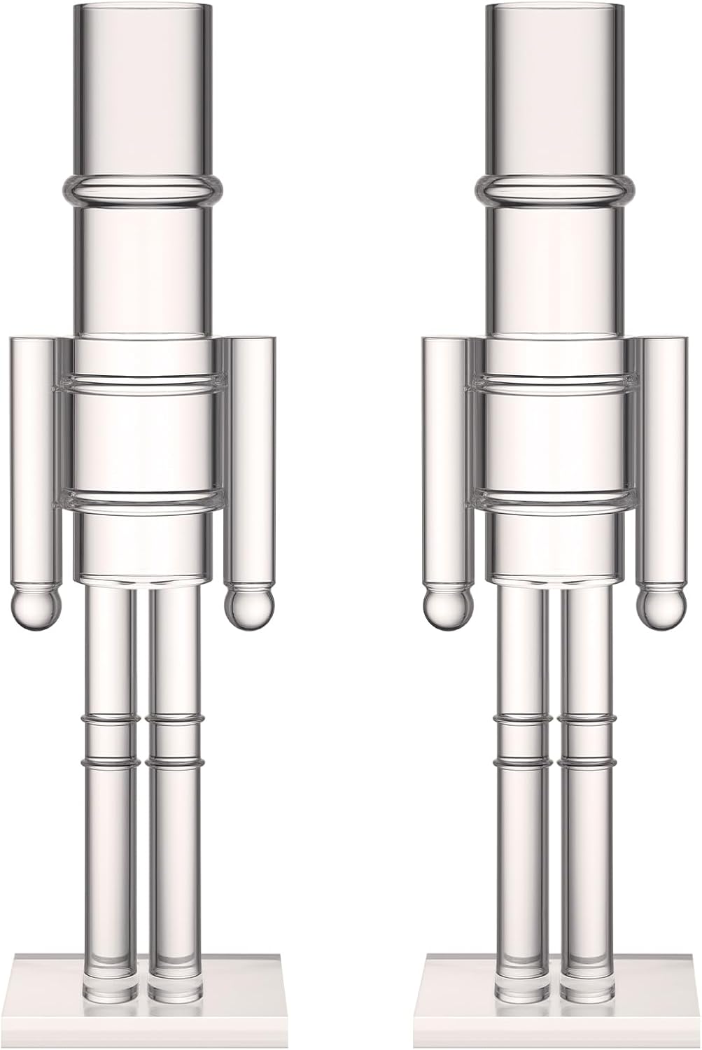 thyle 2 pack acrylic christmas nutcracker set, clear, main product view