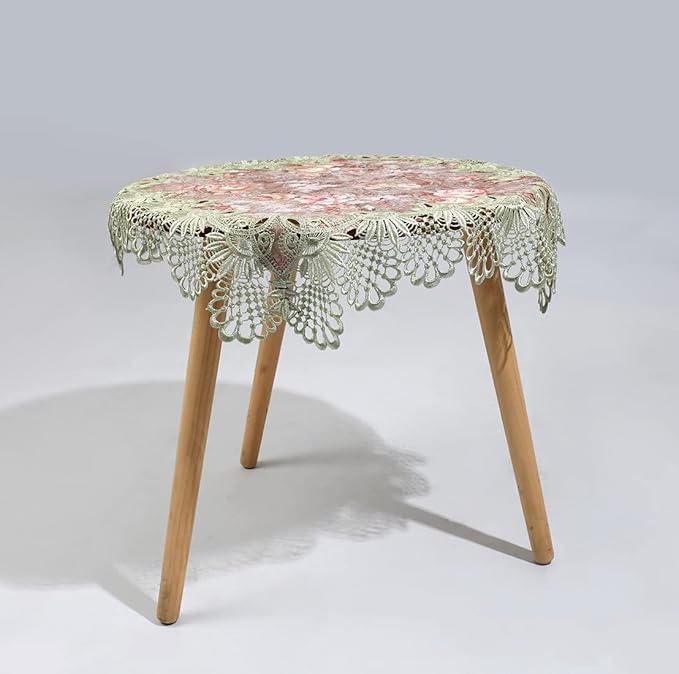vctops Damask Lace Patchwork Tablecloth Luxury Square Small Table Cover Elegant Floral Embroidered Lace Table Cloth for Party Kitchen Dinning Picnic Decoration (Type E,22"x22")