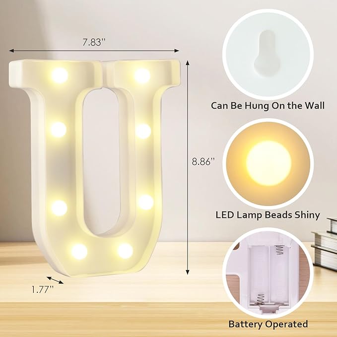 LED Marquee Letter, Light Up Letters, Decorative Led Numbers Lights, Battery Powered Light Letters I Love U Sign Lights for Wedding Proposal Decor-Warm White
