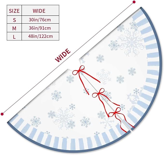 Let It Snow Snowman Christmas Tree Skirt 48 Inches, Blue Snowflake Tree Skirt, Winter Xmas Tree Mat for Home Party Holiday Indoor Outdoor Decorations (Blue, 48in)