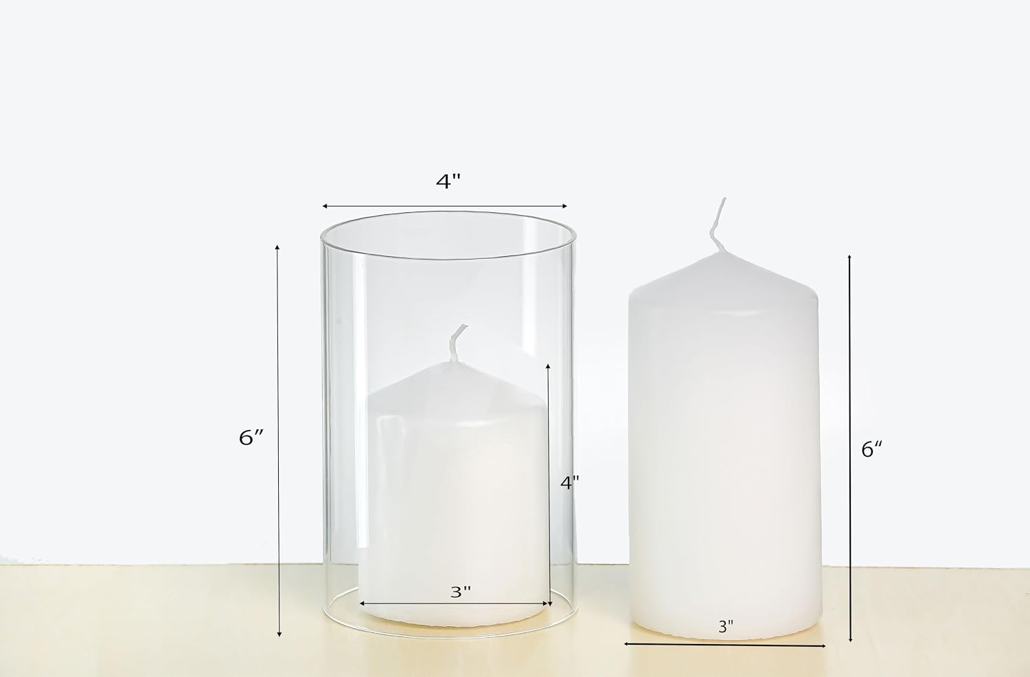 CYS EXCEL 2 PCS (H:6" D:4") Open Ended Clear Glass Hurricane Candleholder Tube Lamp Shade Open Flame Candlestick Holder Chimney Tube Cover Bottomless Cylinder