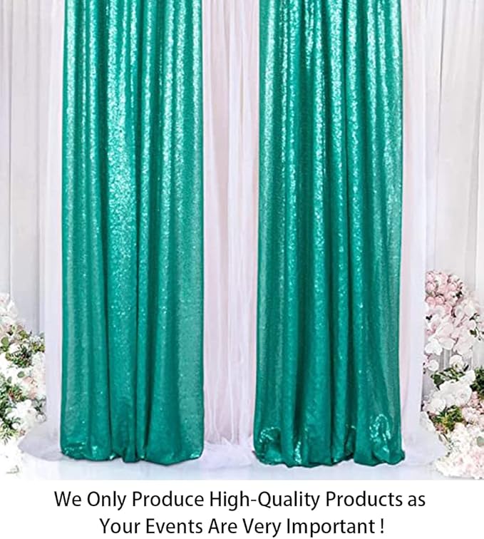 ShinyBeauty Sequin Backdrop Curtains 4 Panels Teal 2FTx8FT Sequin Fabric Photo Backdrop Curtains Teal Glitter Curtains for Party Baby Shower Backdrop Backgrounds