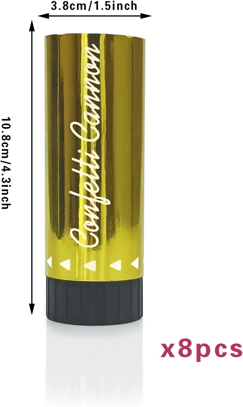Confetti Poppers Cannons for Wedding Birthday Graduation Baby Shower Anniversary Christmas New Year's Kids Fun Party Supplies Decorations and Favors (Gold)