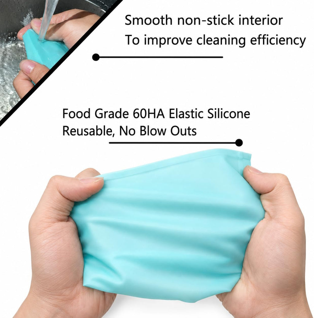 15-Piece Piping Bags and Tips Set, Cake Decorating Kit with 6 Stainless Steel Icing Tips, 2 Reusable Blue EVA Pastry Bags, 2 Couplers, 2 Silicone Ties and 3 Cake Scrapers for Baking