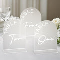 Frosted Arch Wedding Table Numbers 1-30 with Stands, 5x7 Inch Acrylic Arch Sign with Holder for Wedding Reception Table Centerpiece Decoration(New)