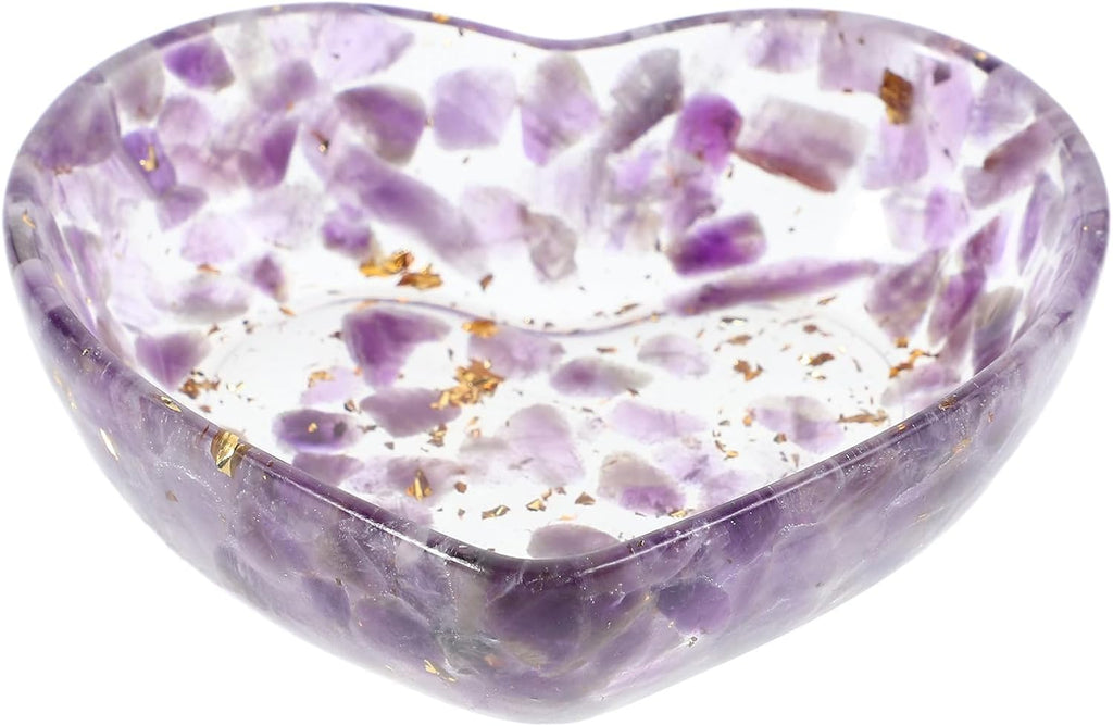 Candle Holder Decorative Bowl Resin and Crystal Heart Shaped with Unique Texture and Versatile Usage for Office and Living Room Decor