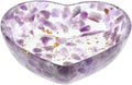 Heart Shaped Candle Holder Resin Craft with Natural Crystal Accents, Handpolished Decorative Bowl for Home Decor and Office, Unique Purple Energy Bowl with Romantic Texture