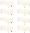 BRILLMAX 8 Pack Ivory Tablecloths 70 x 120 Inch for 6ft or 8ft Rectangle Tables - Rectangular Bulk Linen Polyester Fabric Washable Cloth Cover for Wedding Reception Banquet Birthday Party