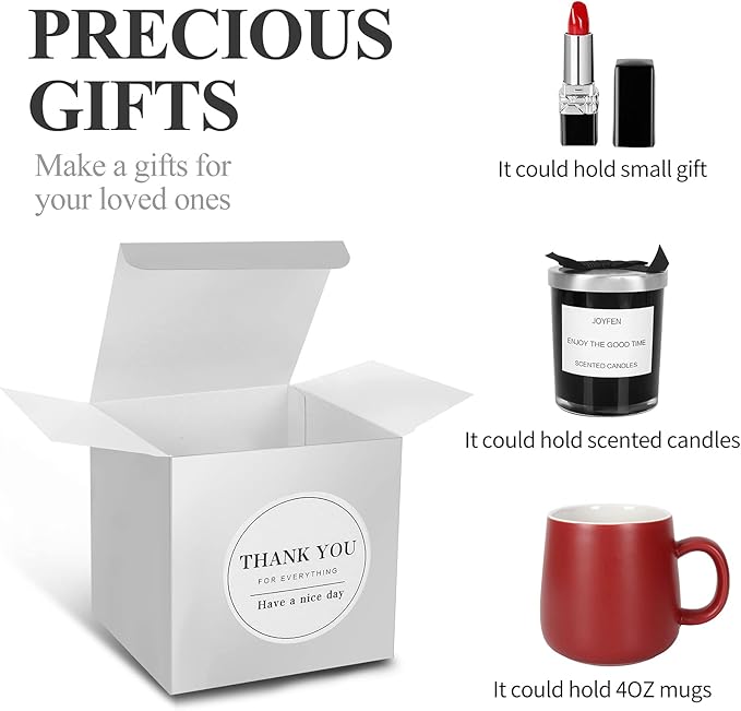 COTOPHER Small Gift Boxes 100 Pack 4x4x4 inches Silver Gift Boxes with Lids for Gifts, Crafting, Wedding Party Favor, Cupcake Boxes, Candy, Bridesmaids Proposal Box with Ribbons and Stickers (Metallic