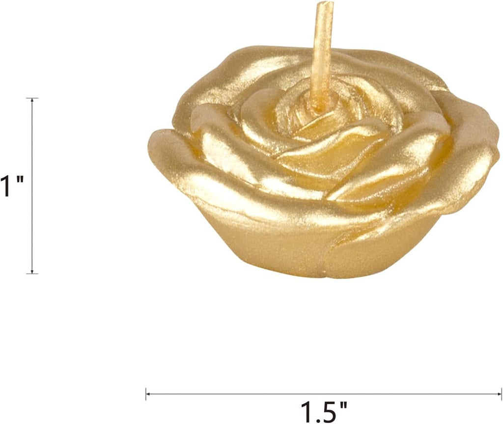 Mega Candles 12 pcs Unscented Rose Petals Flower Gold Floating Candles, Hand Poured Wax Candle 1.5 Inch Diameter, Home Décor, Wedding Centerpieces, Holidays, Occasions, Events, Festivities