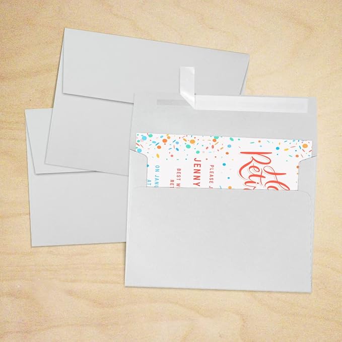 LUXPaper A7 Invitation Envelopes | Peel & Press | 5 1/4" x 7 1/4" | Gray | 80lb. Text | 100% Cotton | 50 Qty
