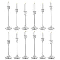 CHILL RECIPE Silver Taper Candle Stick Holders Tall Candle Holder, Vintage Candlesticks Holder Bulk for Home Decor Table Centerpiece Dining Party Festival Decorations (4 Set 12Pcs)