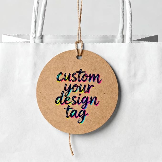 Custom Brown Kraft Paper Tags,Personalized Your Logo and Text Price Hang Tags for Clothes Gift Jewelry Handmade Business Wedding Birthday Favors