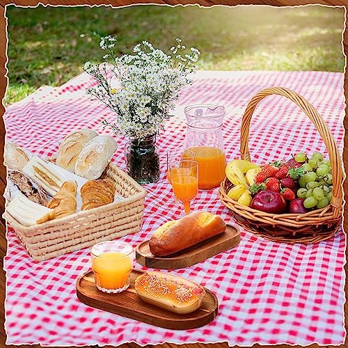 acacia wood serving trays, 10" & 12" oval showing dimensions