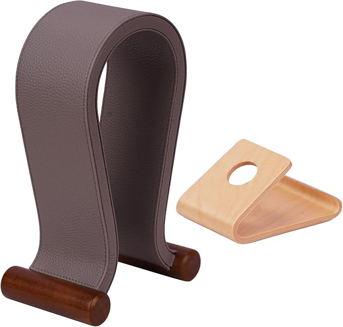 Wood Headphone Stand for Desk - Headset Holder Cute Gaming Wooden Headphones Hanger Hook Rack Base Storage Head Phone Accessories