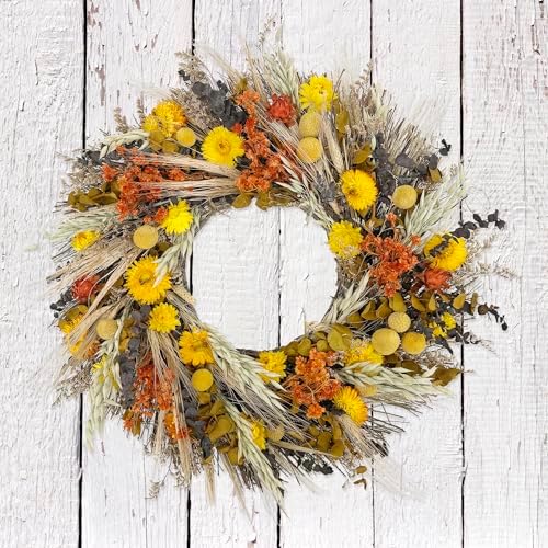andaluca all natural handcrafted preserved floral fall wreath, side view