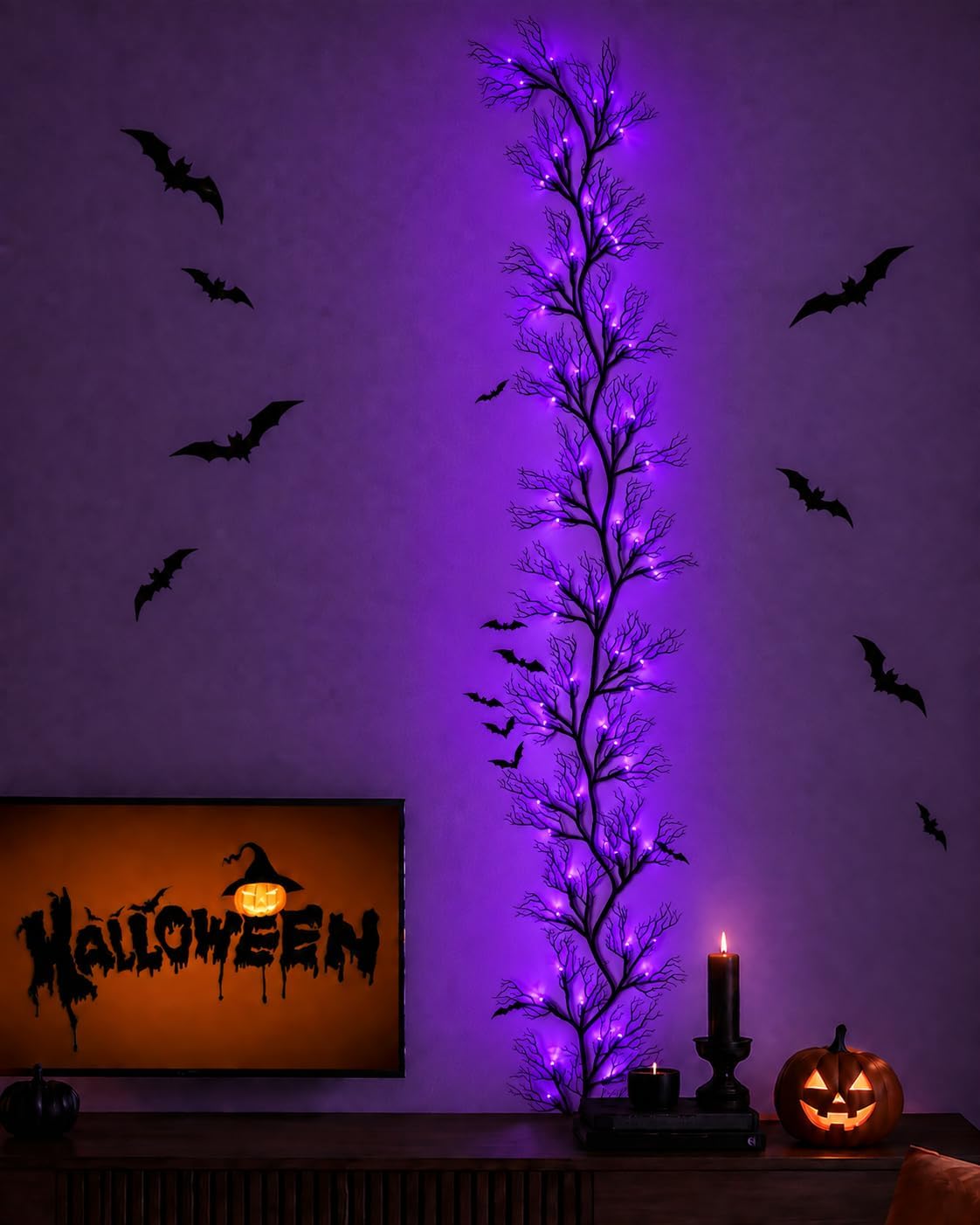9 ft halloween twig garland decoration with 45, main product view