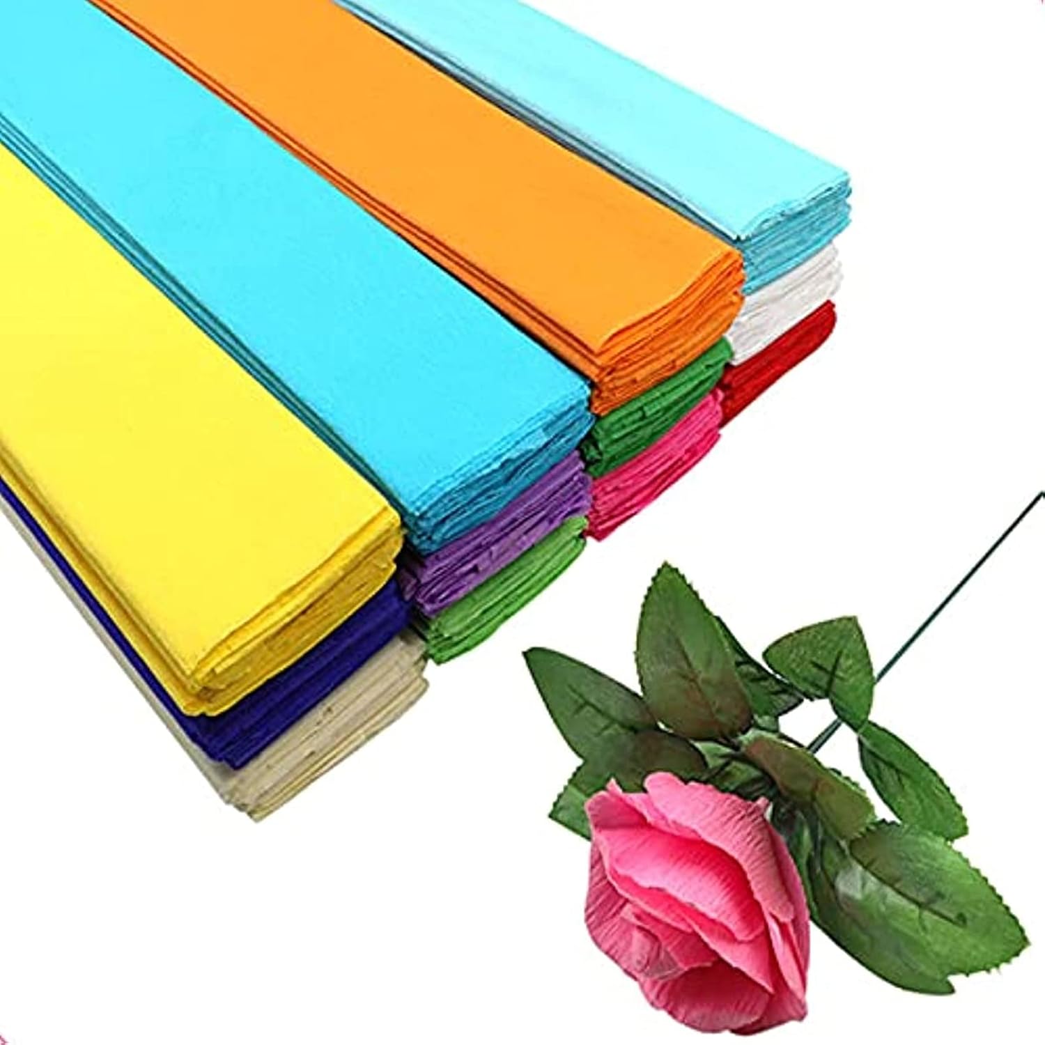 Premium Crepe Paper Party Streamers 21 Assorted Colors, Large 20 Inch X 3.2 Ft. Per Sheet DIY Crepe Paper Flowers Crafts Gift Wrapping Box Birthday Wedding Party Drop Decoration Supply (10)