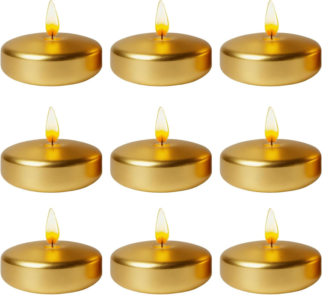 Gold Floating Candles 3 Inch 12 Pack – Paraffin Wax Floating Candle for Weddings, Centerpieces, Parties & Holiday Décor – Elegant, Long Burning & Clean Flame