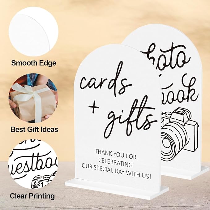 2Pcs Photo Guest Book Sign Cards and Gifts Sign for Wedding Engagement Party Bridal Shower Baby Shower Table Desk Acrylic Decor