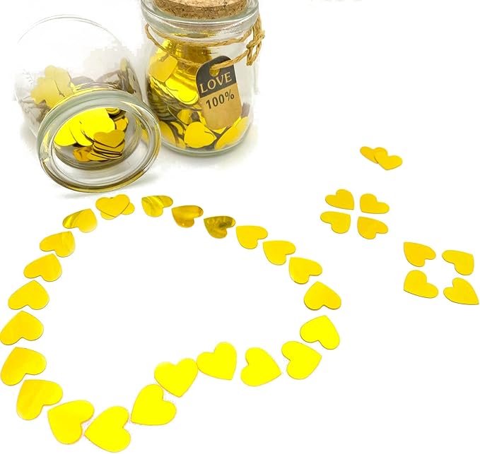 Heart Confetti Valentine's Day Table Confetti Metallic Foil for Party Wedding Happy Birthday Baby Showe Bridal Shower Festival Theme Party Decorations Supplies(Gold)