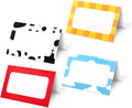 48pcs Cartoon Story Food Labels Signs - 6x4.6in 4 Style Theme Name Setting Card Folded Table Place Labels for Birthday Decorations Party Supplies