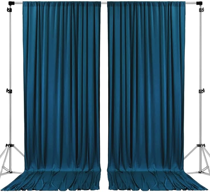 AK TRADING CO. 10 feet x 8 feet IFR Polyester Backdrop Drapes Curtains Panels with Rod Pockets - Wedding Ceremony Party Home Window Decorations - Dark Teal