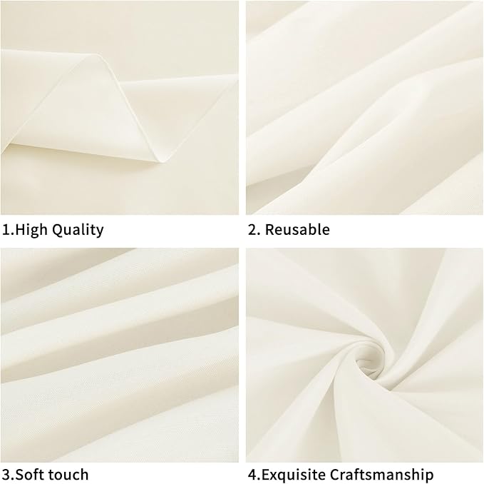 Ivory 6 Pack Polyester Table Cloth 60 x 126 Inch, Rectangle Tablecloths for 6 Foot Tables Washable Table Cloth for Party Wedding