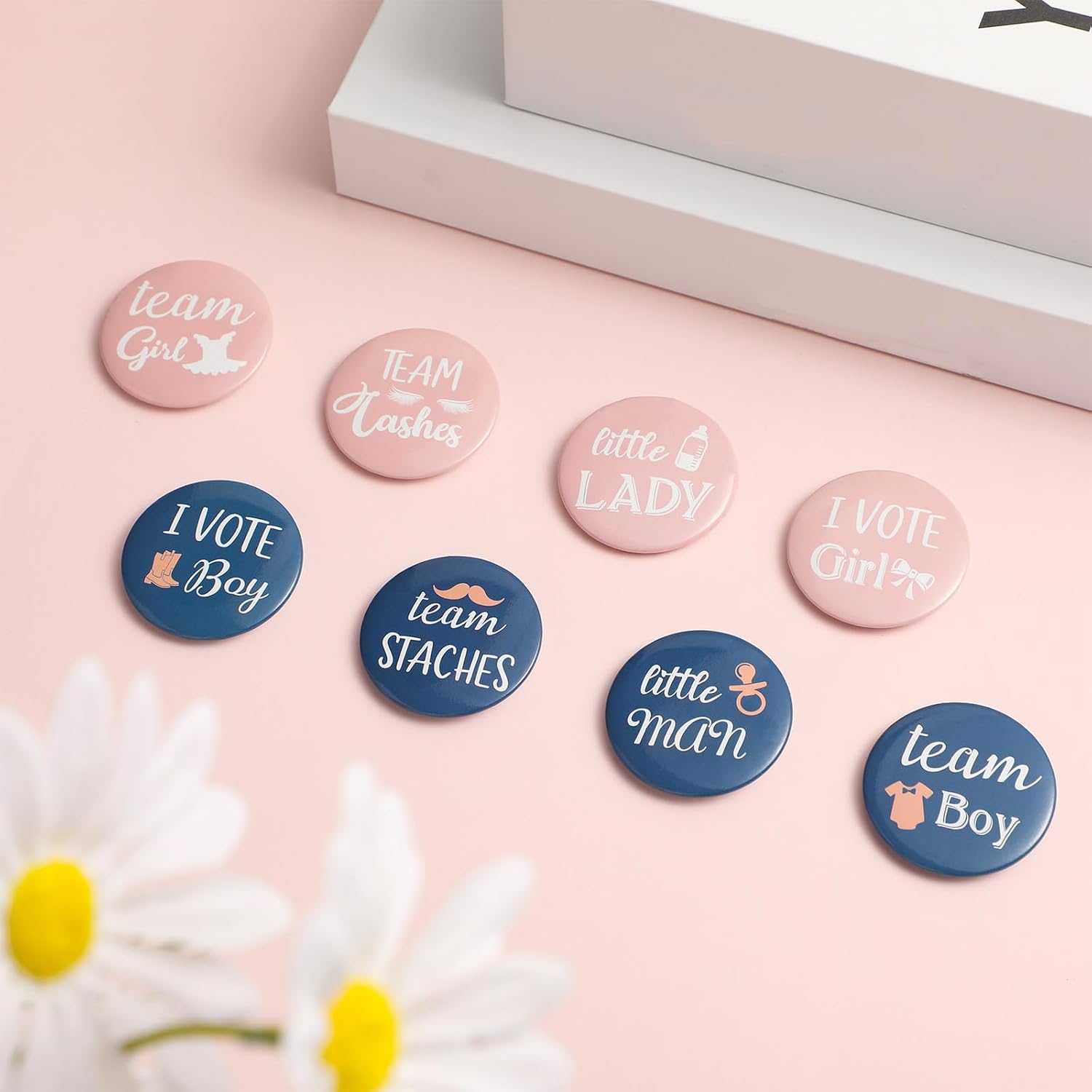 80 Pcs Gender Reveal Button Pins, Team Boy or Girl Pins, Pink Blue Button Pin for Baby Shower Party Favors Gender Reveal Party Supplies.1.5 Inch