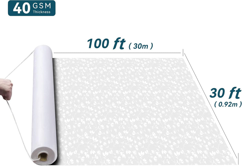 EZLucky Extra Long Wedding Aisle Runner 3x100 ft, White Non-Slip Runner with Double-Sided Tape & Pull Cord, Indoor Outdoor Aisle Runner for Wedding Ceremony, Cuttable Scroll Pattern
