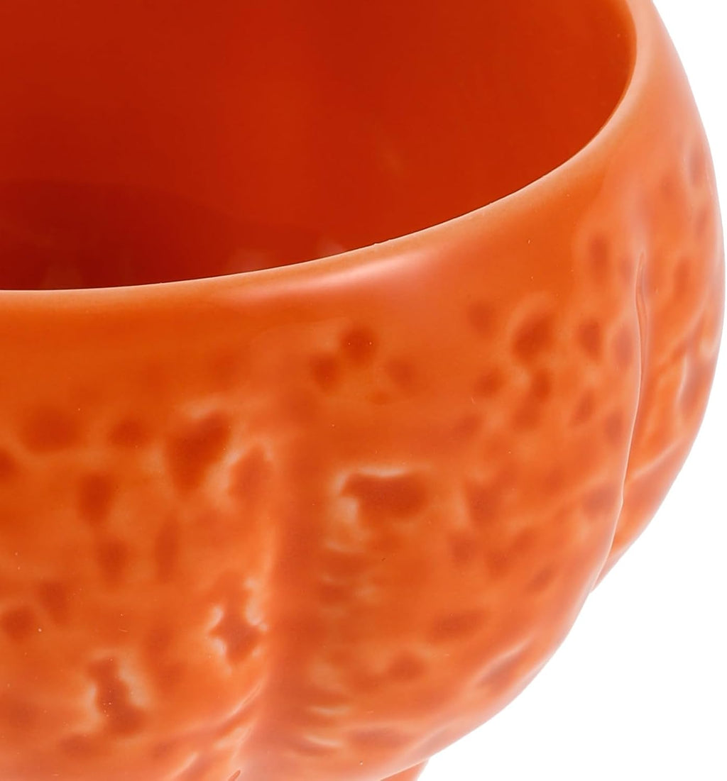 Healifty Pumpkin Shaped Ceramic Candle Holder for Halloween and Fall Party Decor, Orange Aromatherapy Candle Cup with Unique Elegant Design, Sturdy Ceramic Material with High Temperature