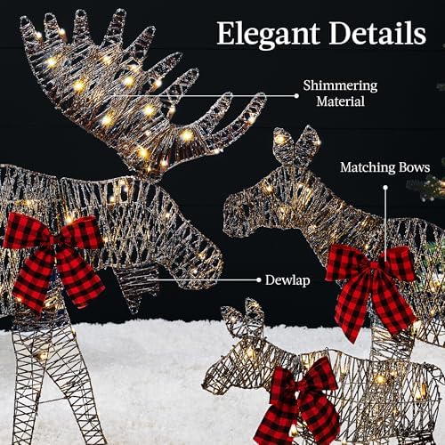 best choice products 2d moose family outdoor 3pc, close-up detail