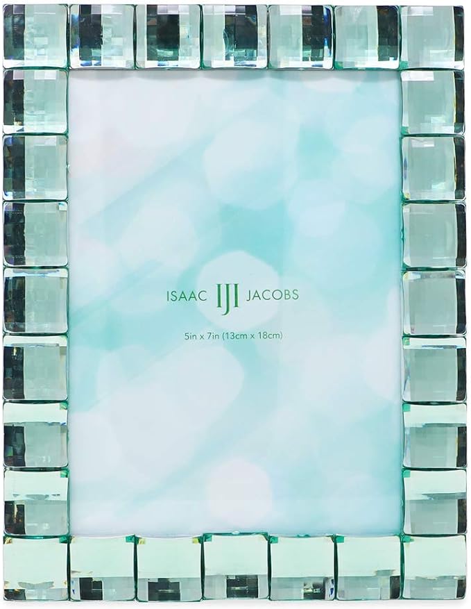 Isaac Jacobs Decorative Sparkling Light Green Jewel Picture Frame, Photo Display & Home Décor (5x7, Light Green)