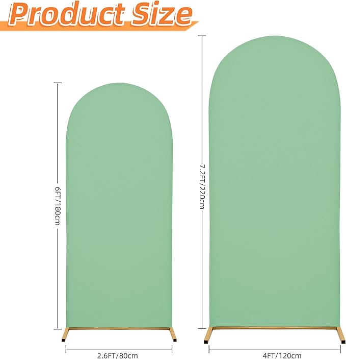 6.6FT Wedding Arch Covers Arch Backdrop Cover Arch Stand Covers Set Arch Cover Spandex Fabric Stretchy Backdrop for Wedding Birthday Party Decoration Baby Shower (Mint Green)
